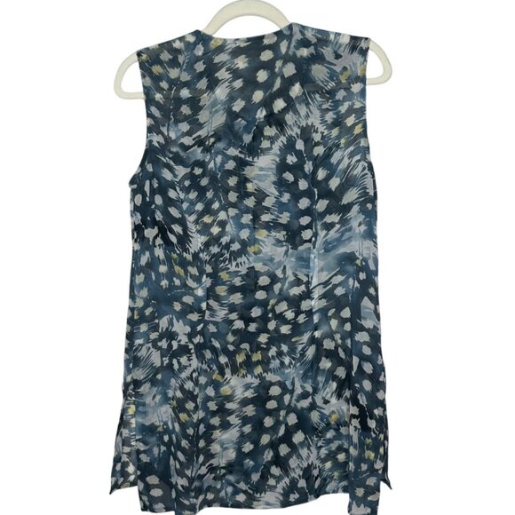 Cabi Avery Sleeveless Top Blue/White Abstract Pattern Womens M Career Office - Picture 3 of 10